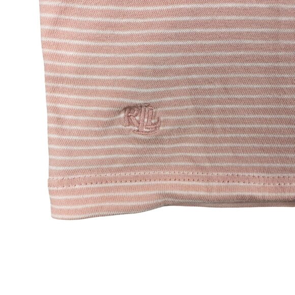 Lauren Ralph Lauren Top Womens XL Pink & White Striped Short-Sleeve Lightweight - Picture 3 of 9